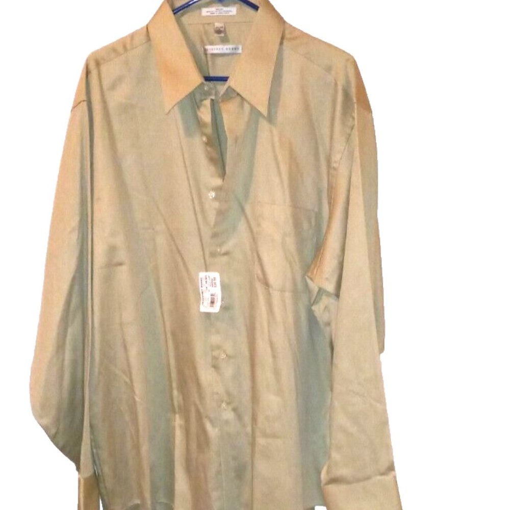 Geoffrey Beene Men’s XXLarge 18Sateen Dress Shirt Light Sage Green New Tags